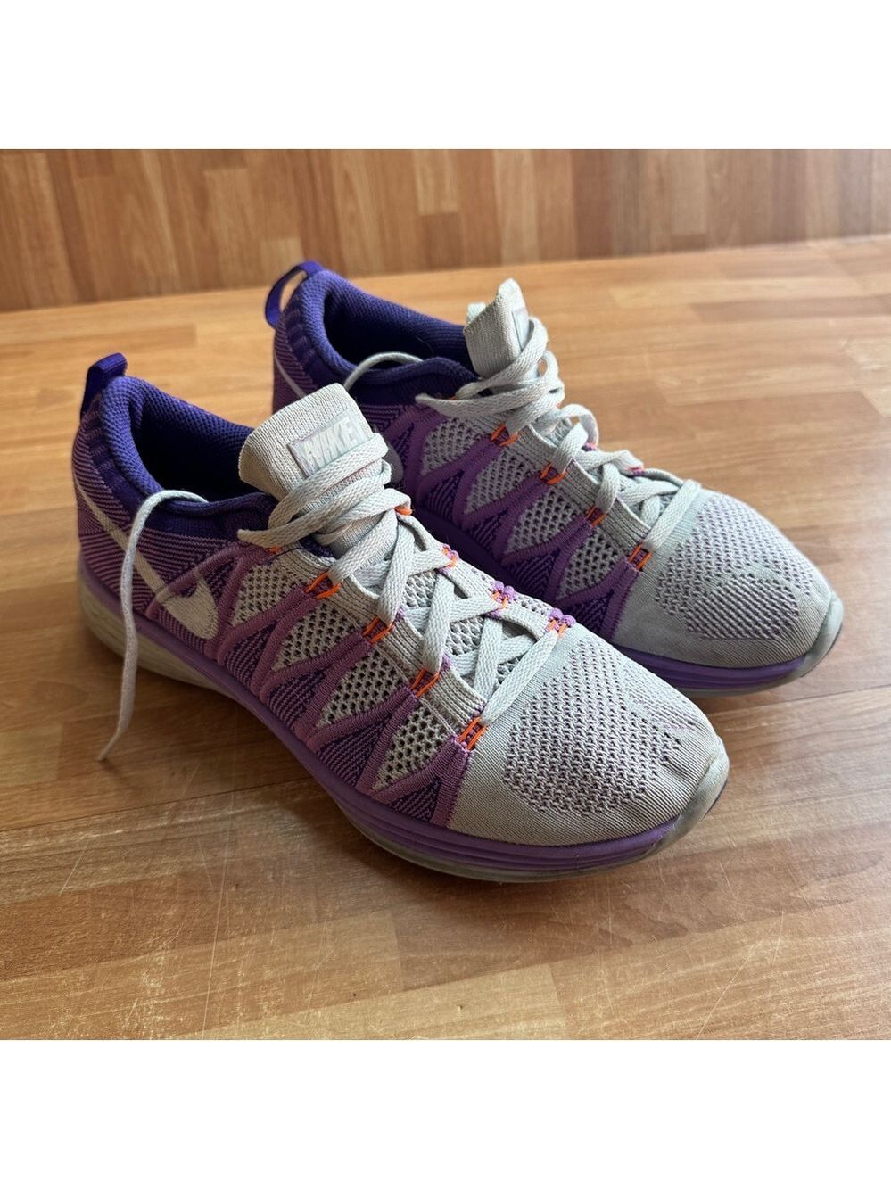 Nike Flyknit Lunar 2 running shoes, purple, women's size 8